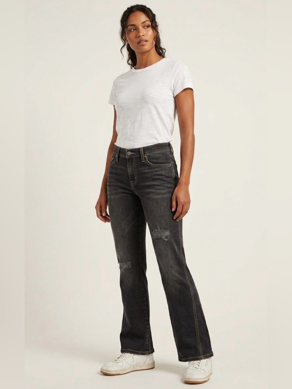 Levi's Premium Noughties Bootcut Black Denim Jeans - Distressed Style
